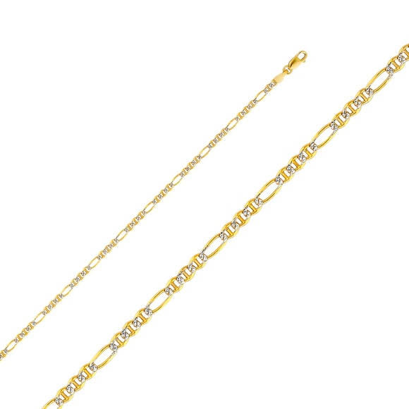 14K Yellow 2.5mm Ficonucci 3+1 Pave Chain - 16